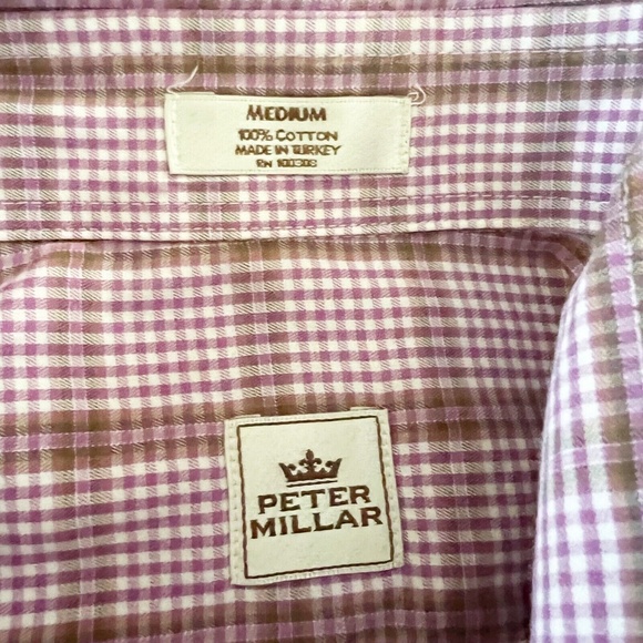 Peter Millar Purple Plaid Men's Check Button Down Long Sleeve Shirt Size M - Picture 4 of 9